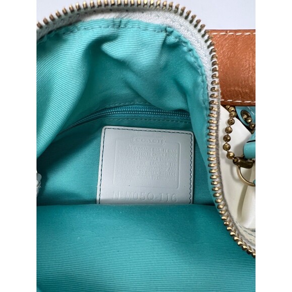 COACH Vintage Purse Handbag White Hampton Silk Leather Hobo Bag Y2K - Picture 5 of 10